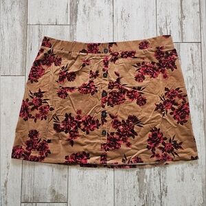 Torrid Floral Button-Front Skirt Corduroy-like Fabric 4X
